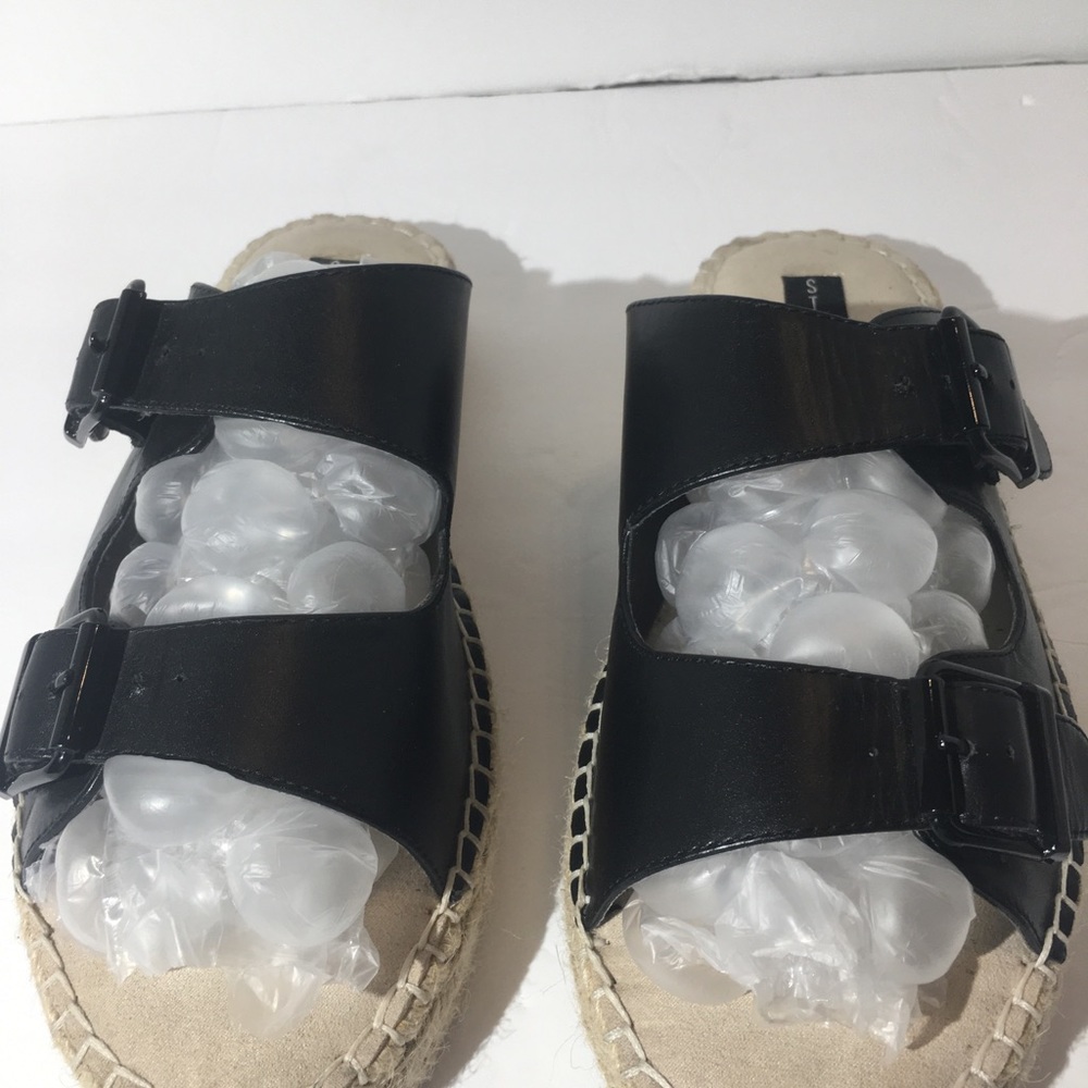Steven by Steve Madden Lapis Black Leather platform flip flop sandals womans 9.5 - Picture 3 of 12